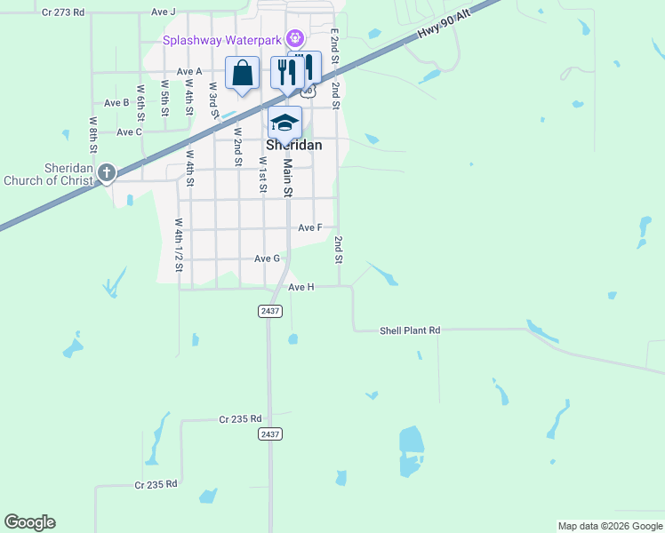 map of restaurants, bars, coffee shops, grocery stores, and more near 2930 2nd Street in Sheridan