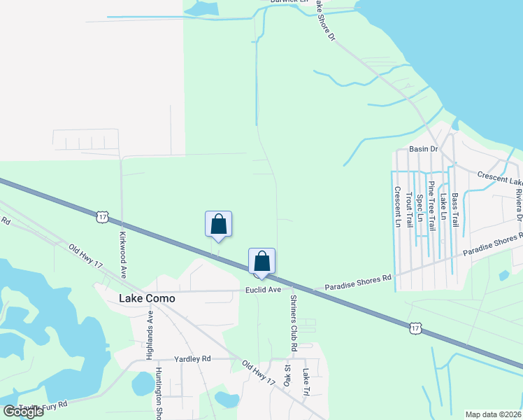 map of restaurants, bars, coffee shops, grocery stores, and more near 1783 U.S. 17 in Pomona Park