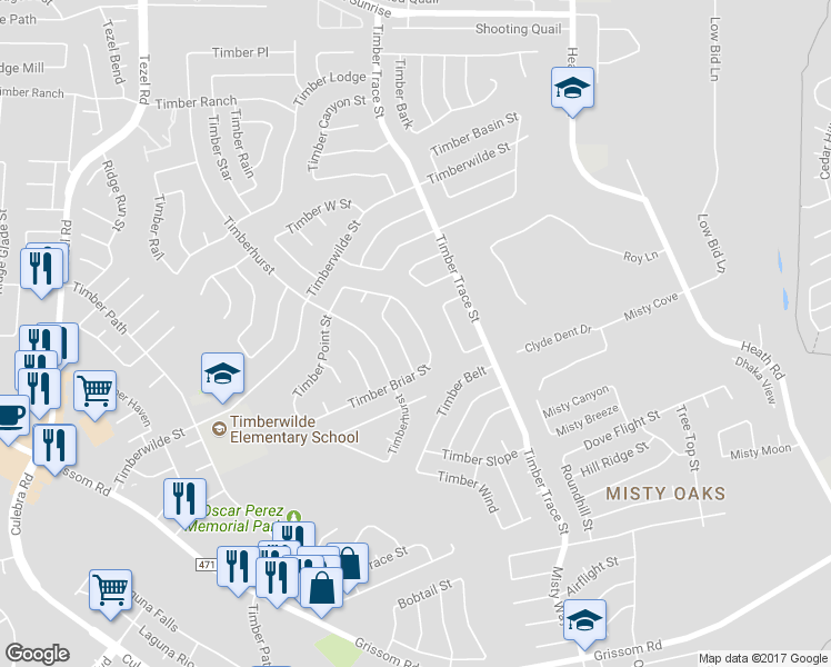 map of restaurants, bars, coffee shops, grocery stores, and more near 8531 Timber Briar Street in San Antonio