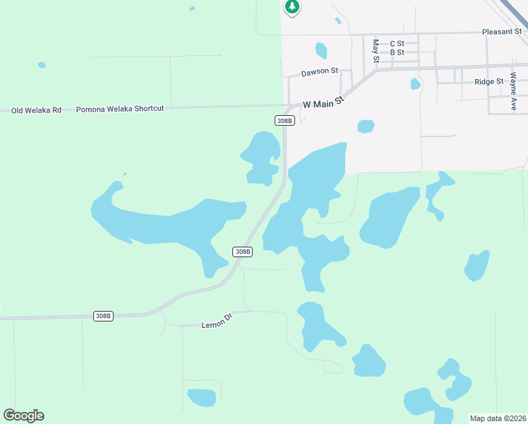 map of restaurants, bars, coffee shops, grocery stores, and more near 644 County Road 308B in Pomona Park