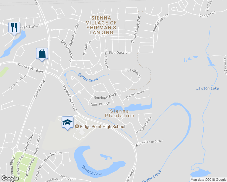 map of restaurants, bars, coffee shops, grocery stores, and more near 3031 Reindeer Run in Missouri City