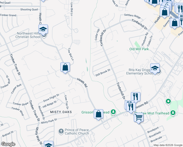 map of restaurants, bars, coffee shops, grocery stores, and more near 6007 Stillwater Street in San Antonio