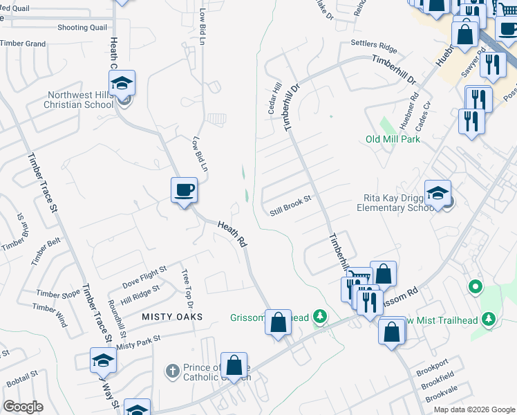 map of restaurants, bars, coffee shops, grocery stores, and more near 6007 Stillwater Street in San Antonio