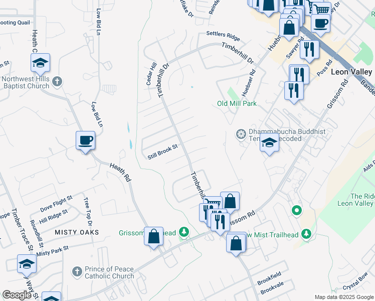 map of restaurants, bars, coffee shops, grocery stores, and more near 7234 Still Brook Street in San Antonio
