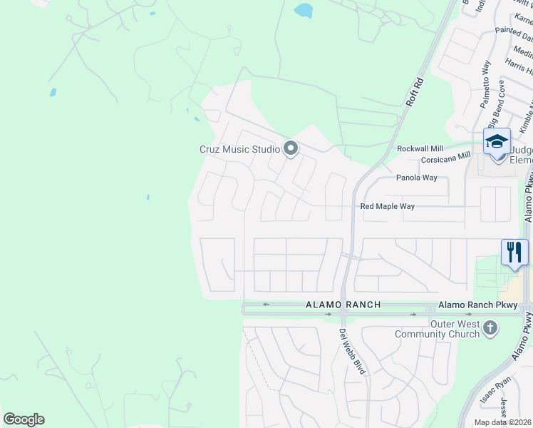 map of restaurants, bars, coffee shops, grocery stores, and more near 5739 Mckinney Falls in San Antonio