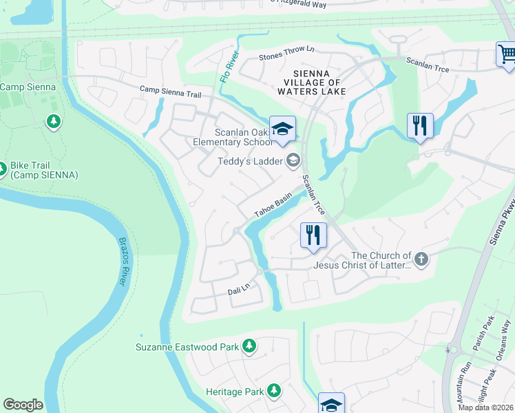 map of restaurants, bars, coffee shops, grocery stores, and more near 2914 Grand Mesa Pass in Missouri City