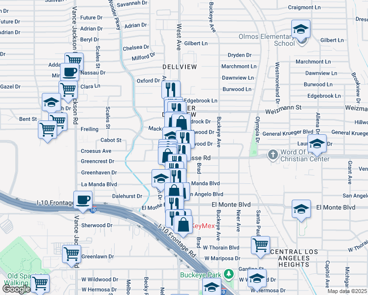 map of restaurants, bars, coffee shops, grocery stores, and more near 3209 West Avenue in San Antonio