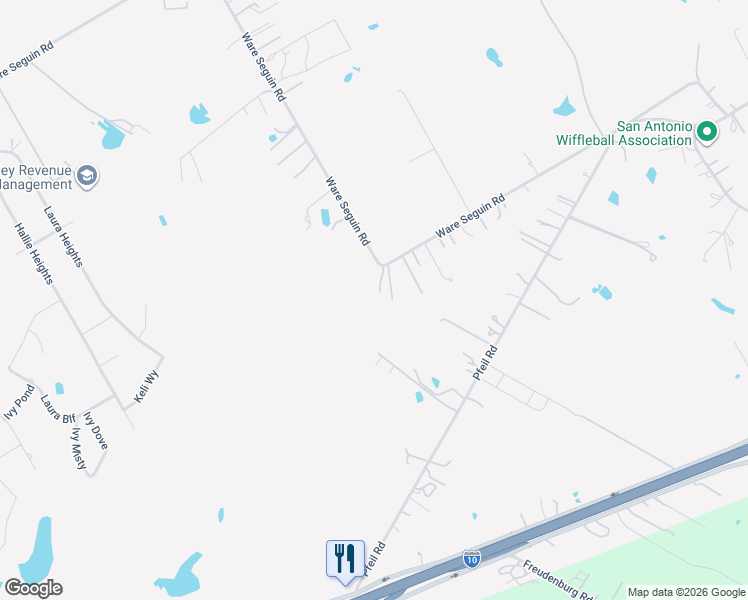 map of restaurants, bars, coffee shops, grocery stores, and more near 11804 Ware Seguin Road in Schertz
