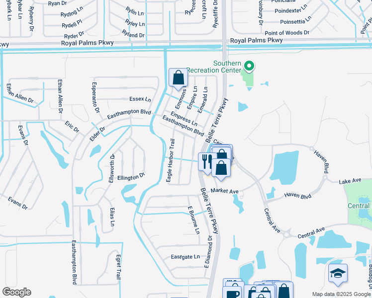 map of restaurants, bars, coffee shops, grocery stores, and more near 6 Eagle Crest Path in Palm Coast