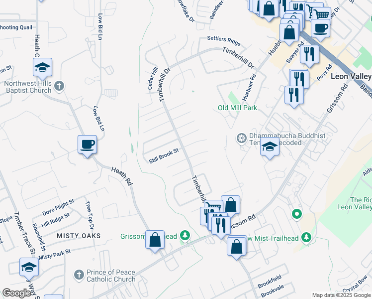 map of restaurants, bars, coffee shops, grocery stores, and more near 7234 Still Brook Street in San Antonio