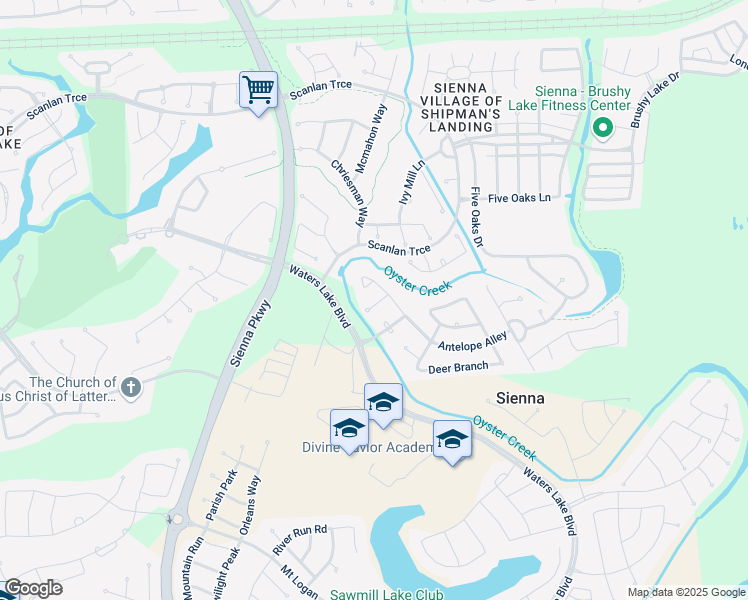 map of restaurants, bars, coffee shops, grocery stores, and more near 3019 Red Stag Pass in Missouri City