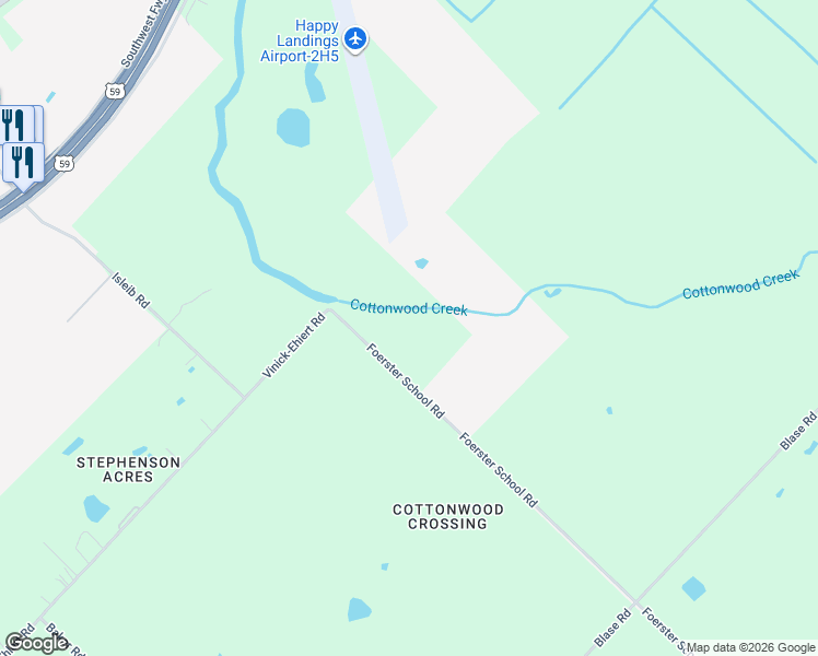 map of restaurants, bars, coffee shops, grocery stores, and more near 1601-1819 Foster School Road in Rosenberg