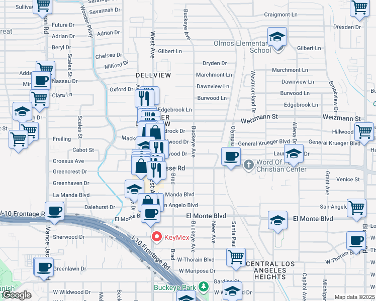 map of restaurants, bars, coffee shops, grocery stores, and more near 211 Harwood Dr in San Antonio