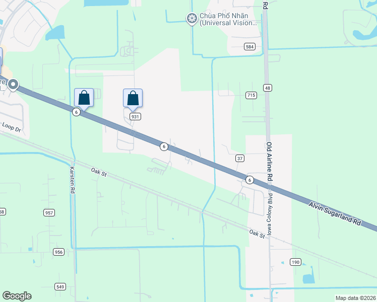 map of restaurants, bars, coffee shops, grocery stores, and more near 3818-B County Road 89 in Rosharon