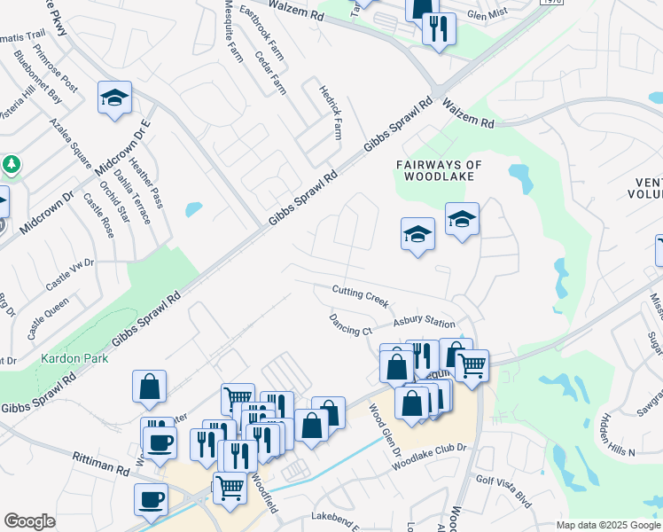 map of restaurants, bars, coffee shops, grocery stores, and more near 6810 Dashmoor Creek in San Antonio