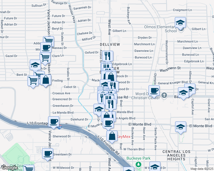 map of restaurants, bars, coffee shops, grocery stores, and more near 3209 West Avenue in San Antonio