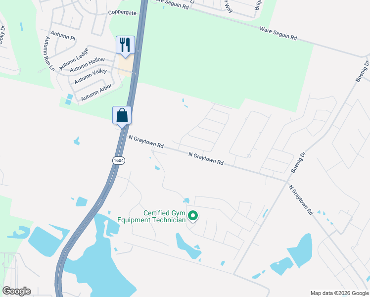 map of restaurants, bars, coffee shops, grocery stores, and more near 5831-6599 Graytown Rd in Converse