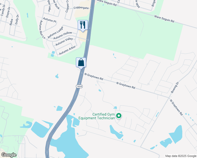 map of restaurants, bars, coffee shops, grocery stores, and more near 10107 Helios Heights in Converse