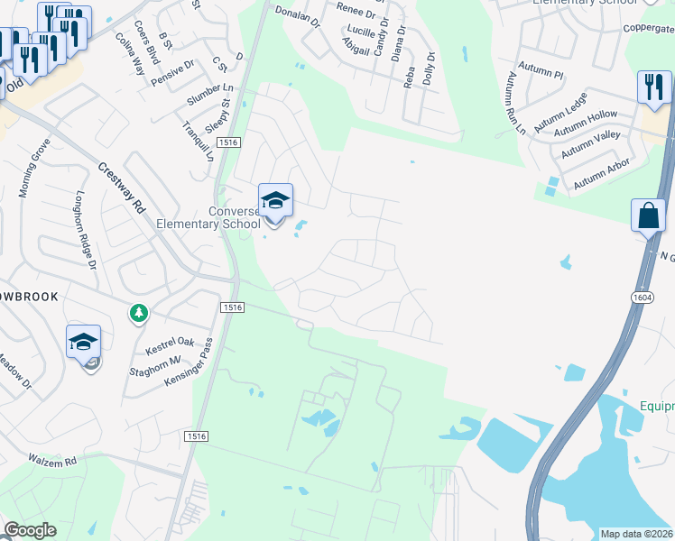 map of restaurants, bars, coffee shops, grocery stores, and more near 6534 Farm to Market 1516 in Converse