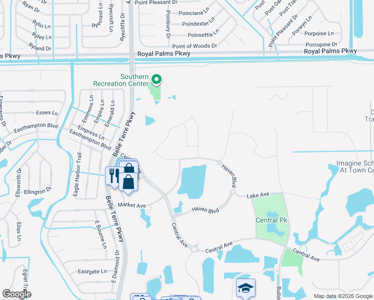 map of restaurants, bars, coffee shops, grocery stores, and more near 27 Market Avenue in Palm Coast