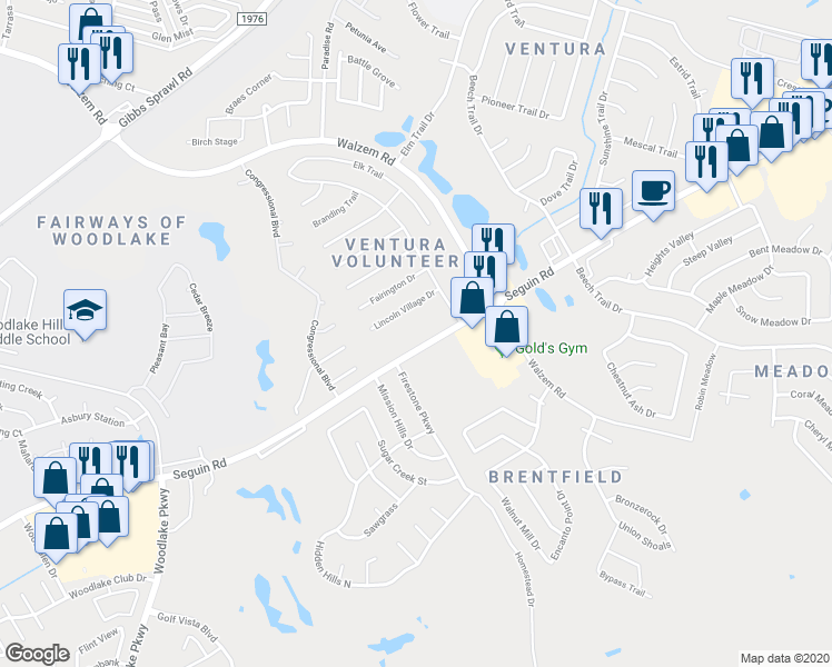 map of restaurants, bars, coffee shops, grocery stores, and more near 7619 Farm to Market Road 78 in San Antonio