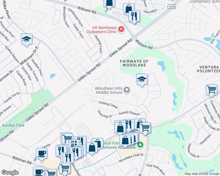 map of restaurants, bars, coffee shops, grocery stores, and more near 6930 Falcon Rock in San Antonio