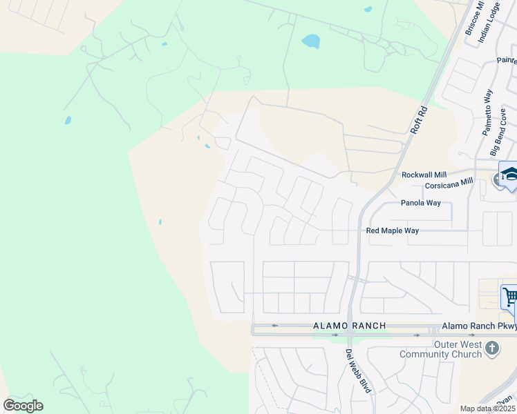 map of restaurants, bars, coffee shops, grocery stores, and more near 5651 Calaveras Way in San Antonio