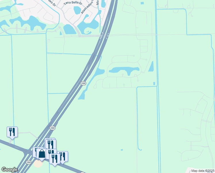 map of restaurants, bars, coffee shops, grocery stores, and more near 6218 Shore Ridge Court in Manvel