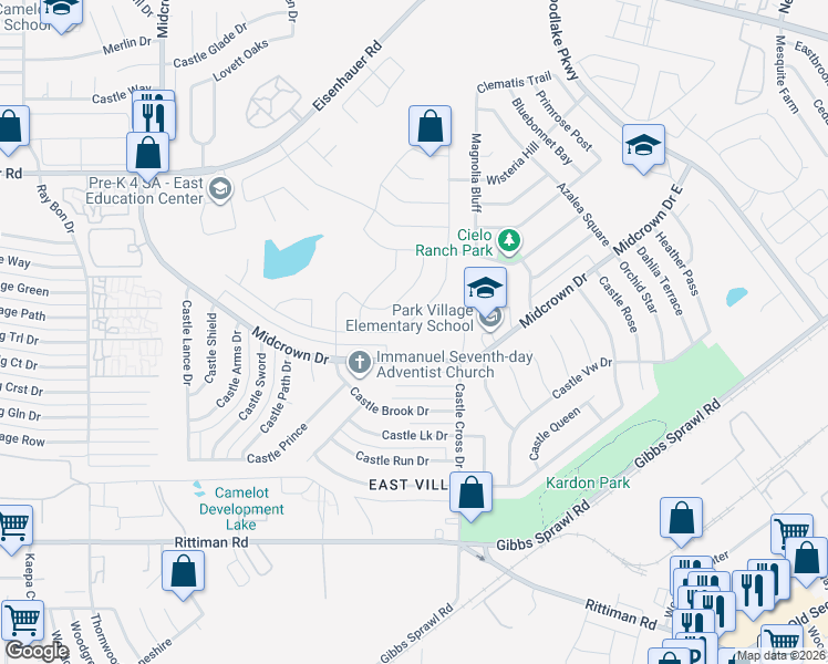 map of restaurants, bars, coffee shops, grocery stores, and more near 6834 Hibiscus Falls in San Antonio