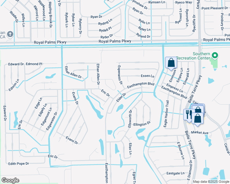 map of restaurants, bars, coffee shops, grocery stores, and more near 29 Eton Lane in Palm Coast