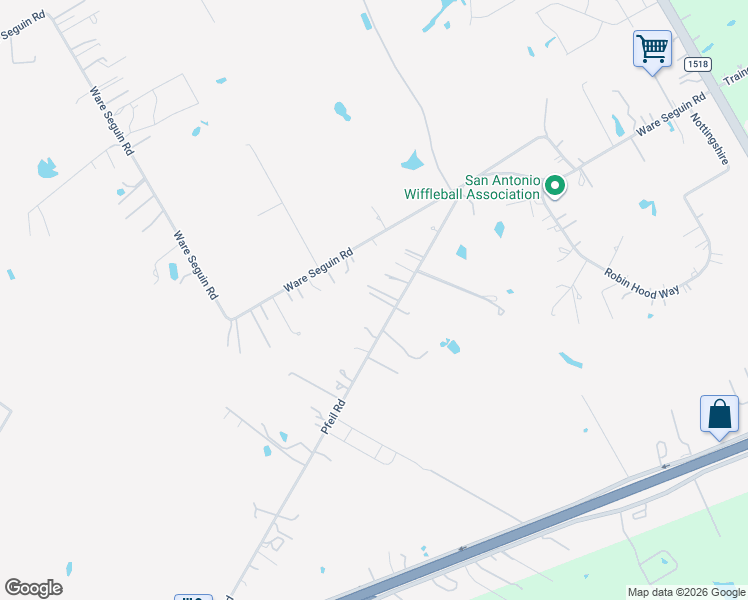 map of restaurants, bars, coffee shops, grocery stores, and more near 6759 Pfeil Road in Schertz