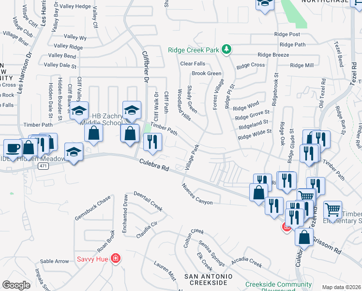 map of restaurants, bars, coffee shops, grocery stores, and more near 9527 Old Quarry in San Antonio