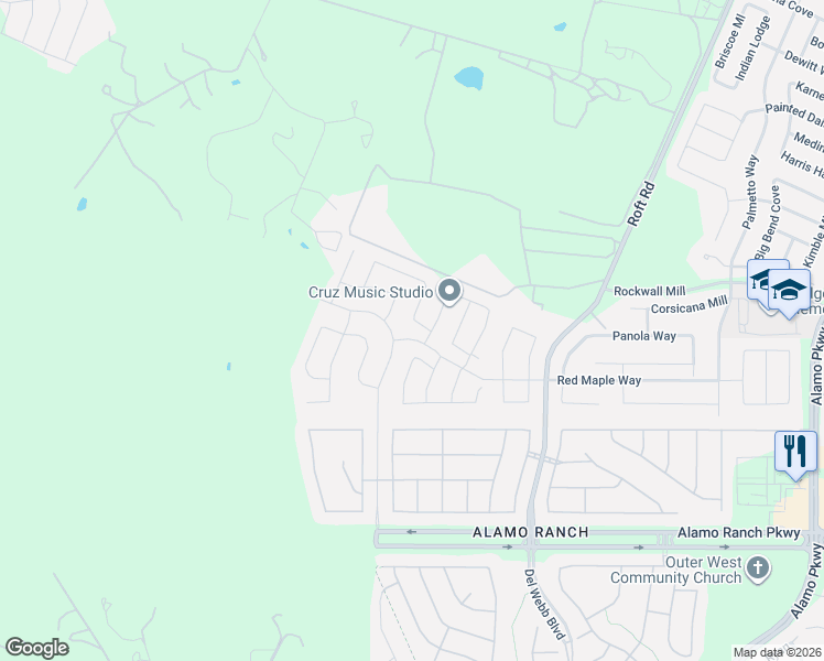 map of restaurants, bars, coffee shops, grocery stores, and more near 12918 Naches in San Antonio
