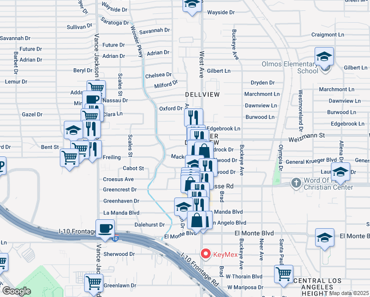 map of restaurants, bars, coffee shops, grocery stores, and more near 106 Arnold in San Antonio