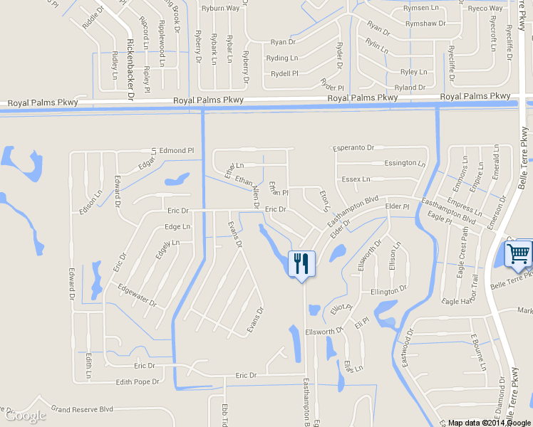 map of restaurants, bars, coffee shops, grocery stores, and more near 2 Ehrling Ln in Palm Coast