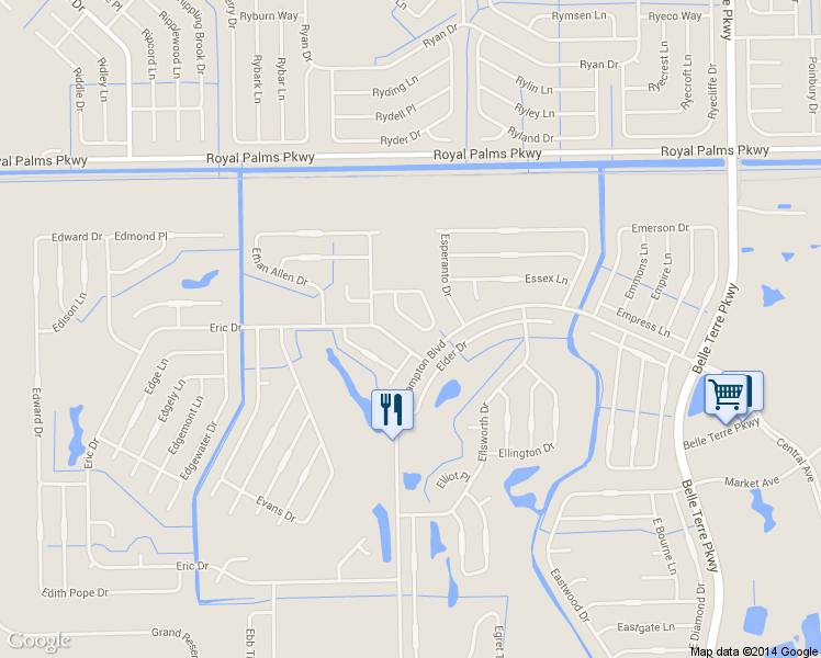 map of restaurants, bars, coffee shops, grocery stores, and more near 37 Eton Lane in Palm Coast