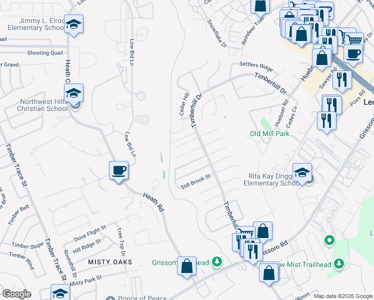 map of restaurants, bars, coffee shops, grocery stores, and more near 7427 Clear Water Street in San Antonio