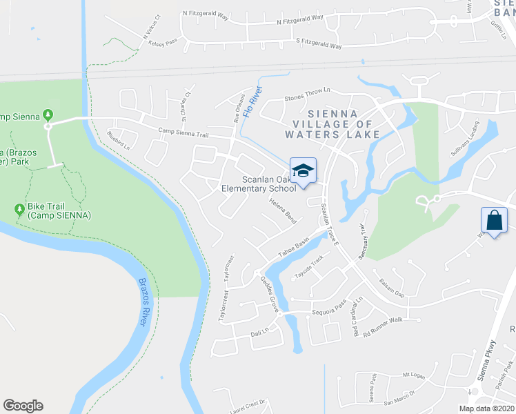 map of restaurants, bars, coffee shops, grocery stores, and more near 8903 Caymus Creek Court in Missouri City
