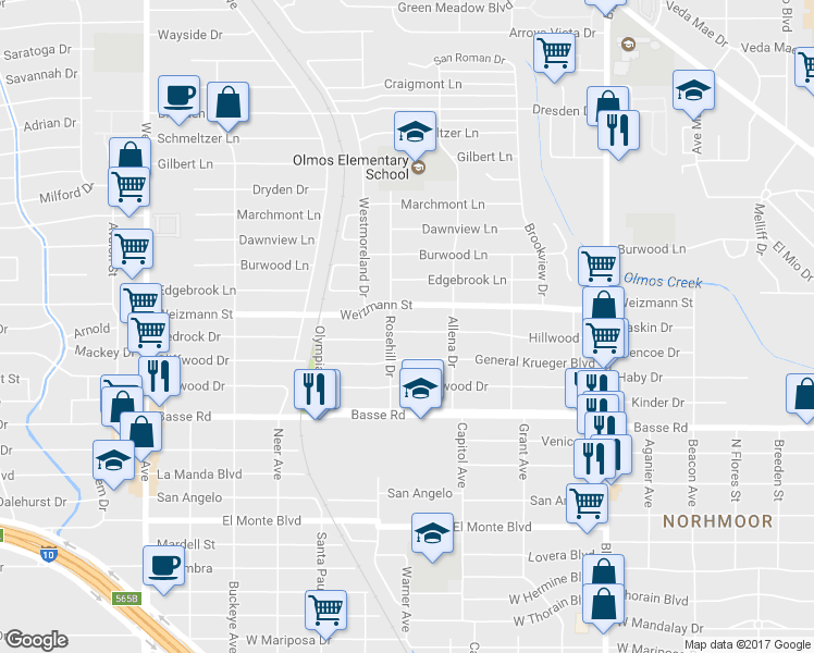 map of restaurants, bars, coffee shops, grocery stores, and more near 433 Hillwood Drive in San Antonio