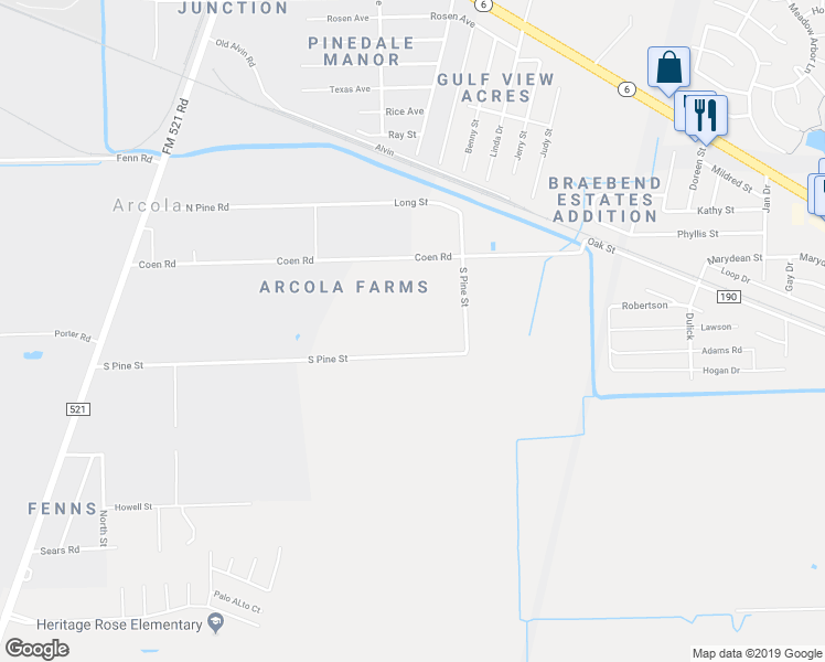 map of restaurants, bars, coffee shops, grocery stores, and more near 739 South Pine Street in Arcola