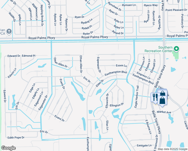 map of restaurants, bars, coffee shops, grocery stores, and more near 29 Eton Lane in Palm Coast
