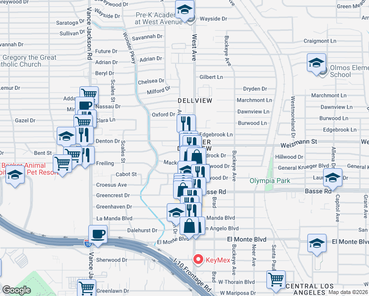 map of restaurants, bars, coffee shops, grocery stores, and more near 106 Arnold in San Antonio