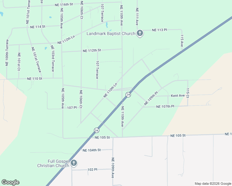 map of restaurants, bars, coffee shops, grocery stores, and more near 10870 Northeast 110th Lane in Archer