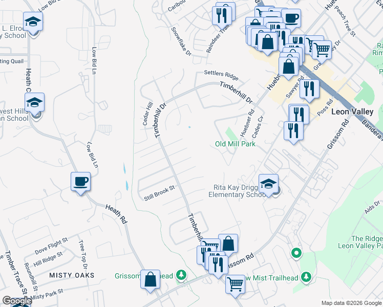 map of restaurants, bars, coffee shops, grocery stores, and more near 7318 Pipe Spring Street in San Antonio