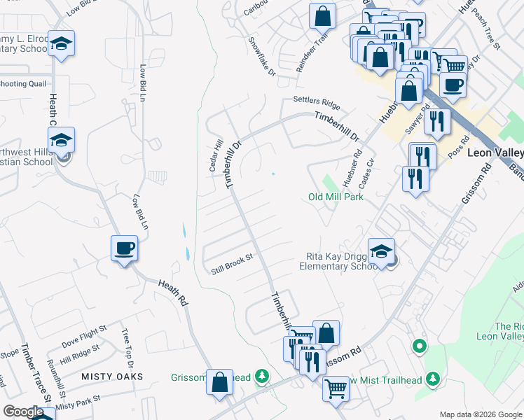 map of restaurants, bars, coffee shops, grocery stores, and more near 7318 Pipe Spring Street in San Antonio