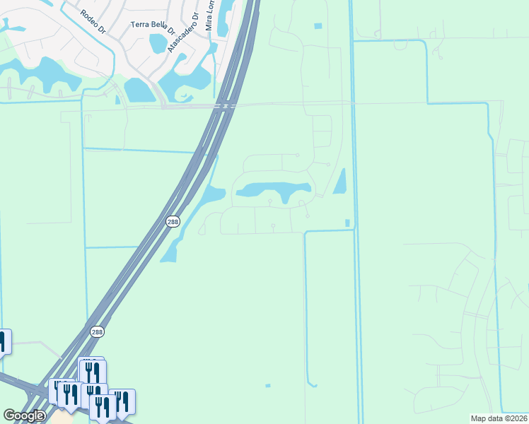 map of restaurants, bars, coffee shops, grocery stores, and more near 6202 Cumberland Terrace Lane in Manvel