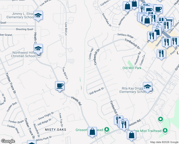 map of restaurants, bars, coffee shops, grocery stores, and more near 7427 Clear Water Street in San Antonio