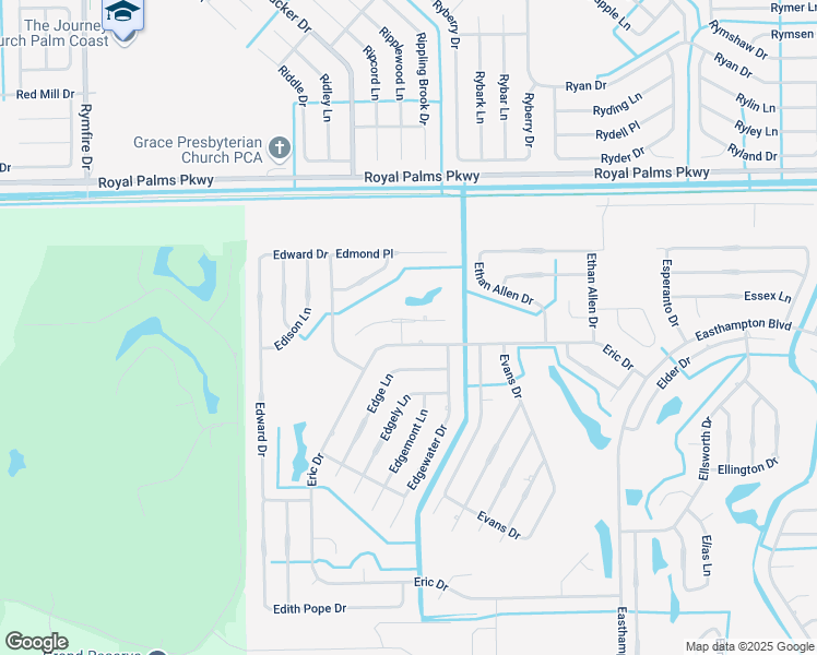 map of restaurants, bars, coffee shops, grocery stores, and more near 61 Eric Drive in Palm Coast