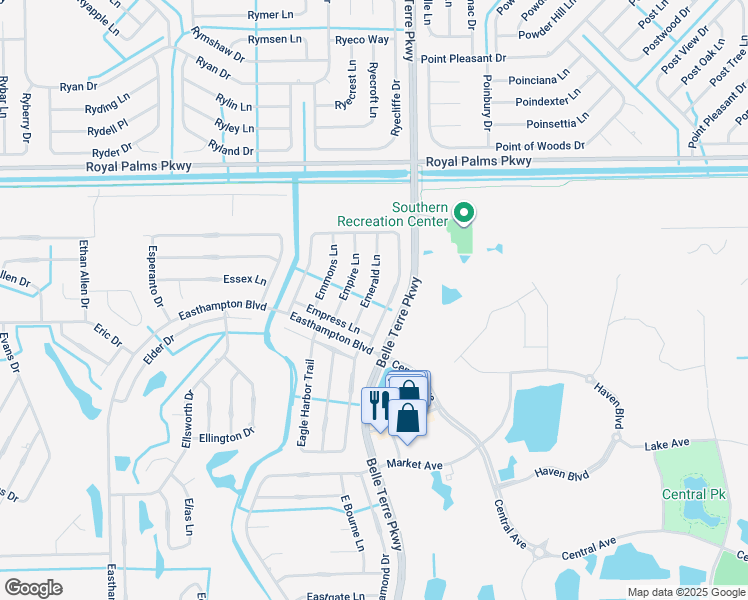 map of restaurants, bars, coffee shops, grocery stores, and more near 11 Emerald Lane in Palm Coast