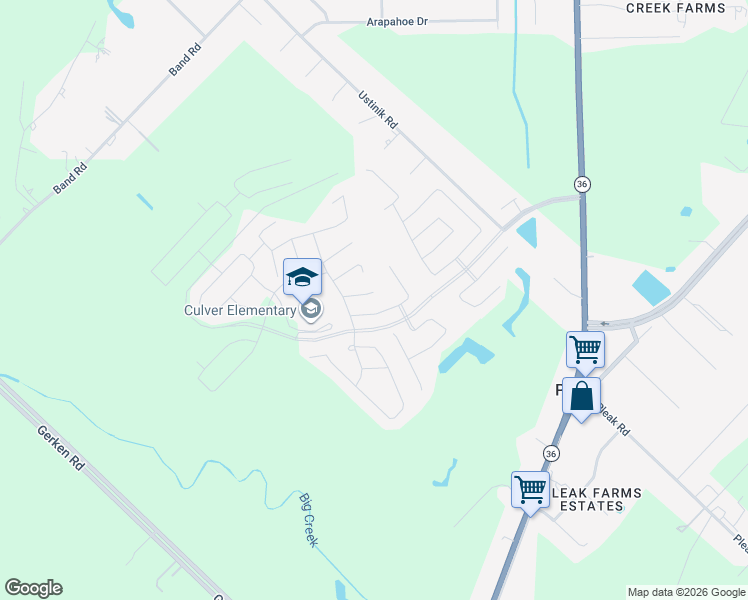 map of restaurants, bars, coffee shops, grocery stores, and more near 3018 Currier Court in Rosenberg